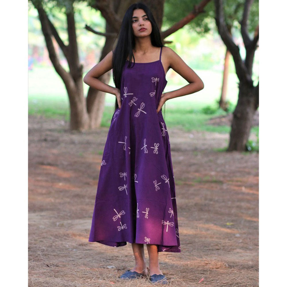 Chidiyaa Purple Cotton Dress