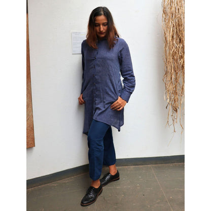 CHIDIYAA Handwoven Cotton Indigo Asymmetric Kurta