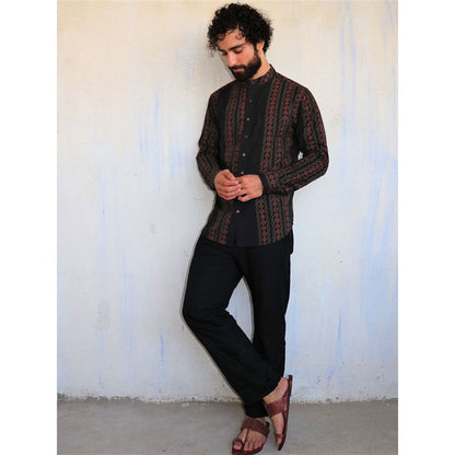 Chidiyaa Black Red Block Printed Shirt