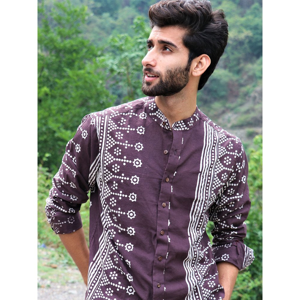 Chidiyaa Brown Block Printed Cotton Shirt