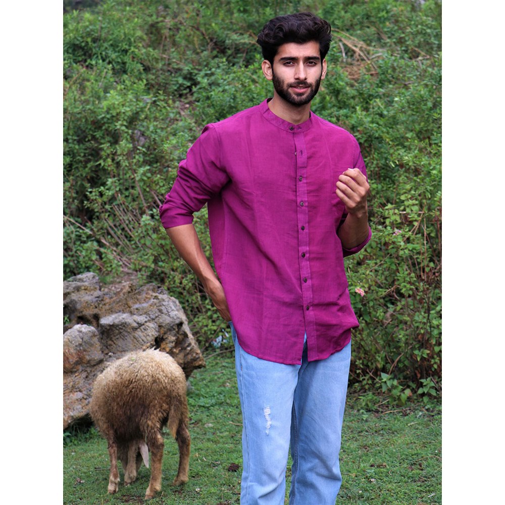Chidiyaa Magenta Handwoven Linen Shirt
