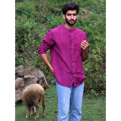 Chidiyaa Magenta Handwoven Linen Shirt