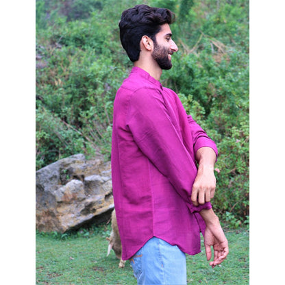 Chidiyaa Magenta Handwoven Linen Shirt