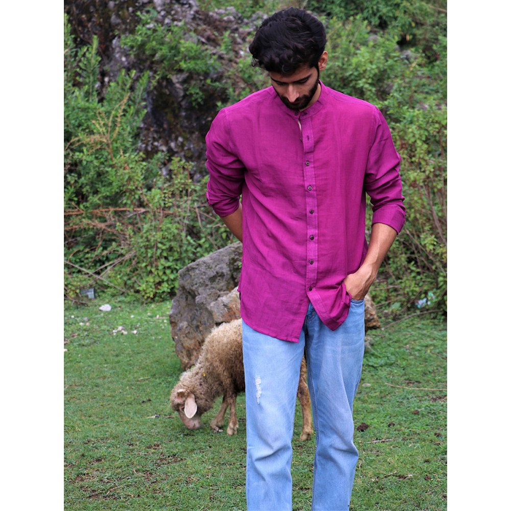Chidiyaa Magenta Handwoven Linen Shirt