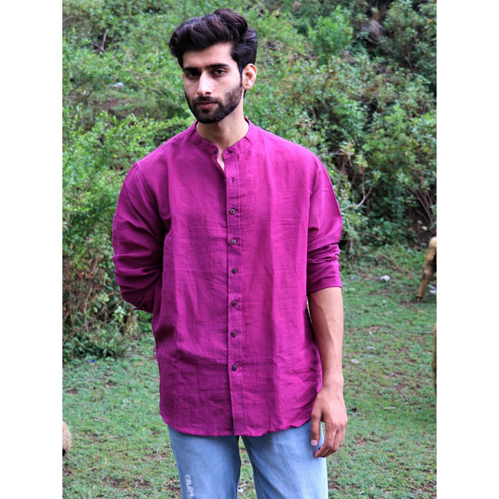 Chidiyaa Magenta Handwoven Linen Shirt