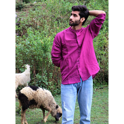 Chidiyaa Magenta Handwoven Linen Shirt