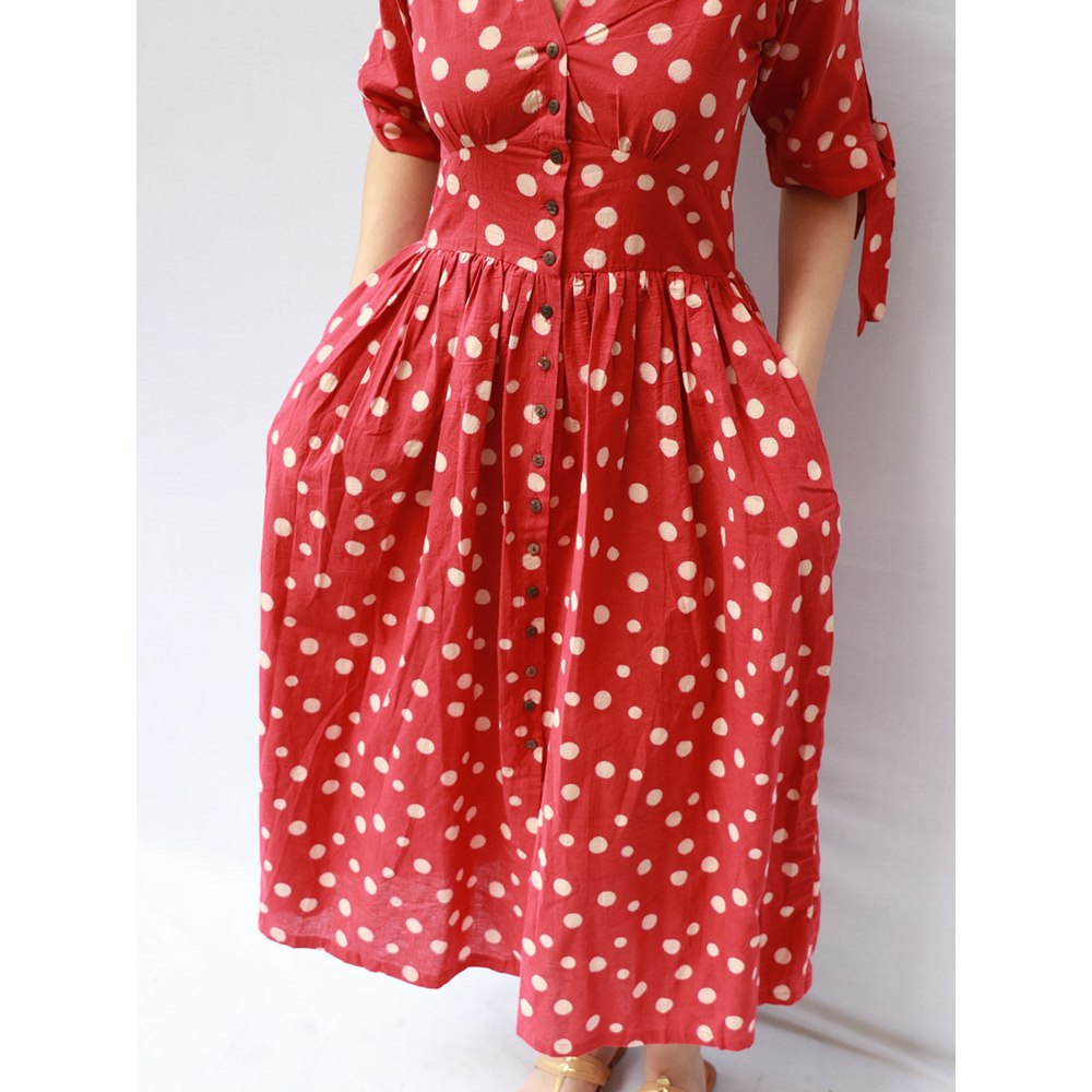 Chidiyaa Lola Cotton Dress - Polka