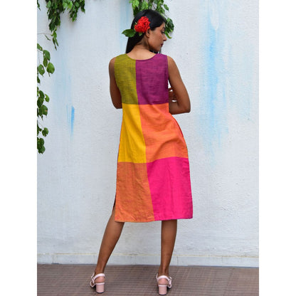 Chidiyaa Rainbow Cafe Vibrant Visions Handwoven Cotton Dress