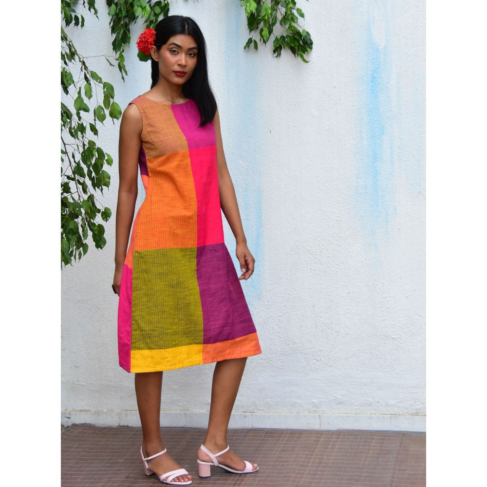 Chidiyaa Rainbow Cafe Vibrant Visions Handwoven Cotton Dress