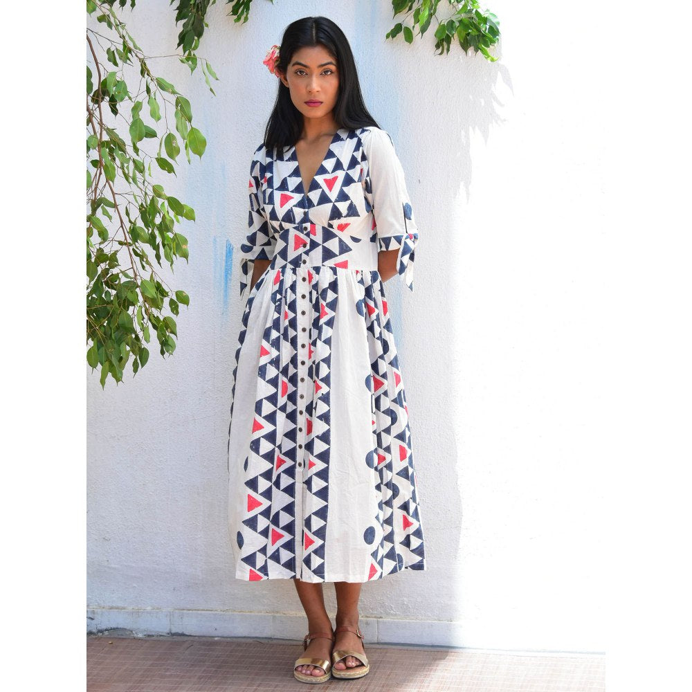 Chidiyaa Vanilla Moon Dreamcatcher Handblock Printed Cotton Dress