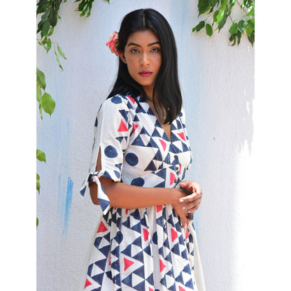 Chidiyaa Vanilla Moon Dreamcatcher Handblock Printed Cotton Dress