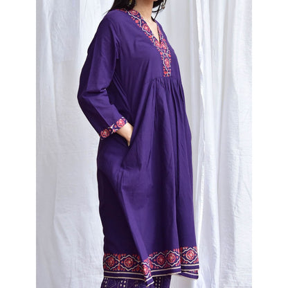 Chidiyaa Smell of Rain Neelam Hand Block Printed Cotton Kurta (Set of 2)