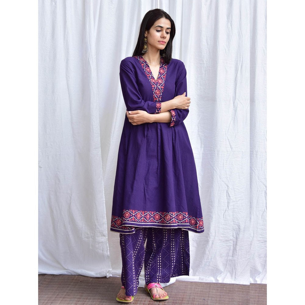 Chidiyaa Smell of Rain Neelam Hand Block Printed Cotton Kurta (Set of 2)
