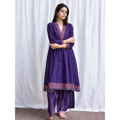 Chidiyaa Smell of Rain Neelam Hand Block Printed Cotton Kurta (Set of 2)