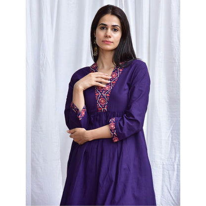 Chidiyaa Smell of Rain Neelam Hand Block Printed Cotton Kurta (Set of 2)
