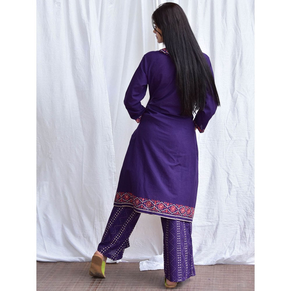 Chidiyaa Smell of Rain Neelam Hand Block Printed Cotton Kurta (Set of 2)