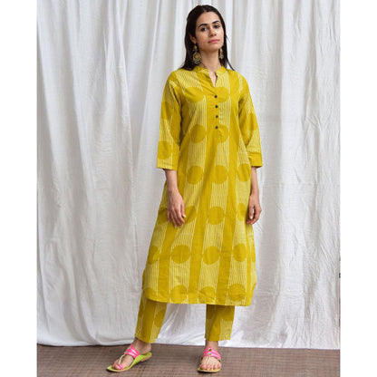 Chidiyaa Smell of Rain Sarso Hand Block Printed Cotton Kurta (Set of 2)
