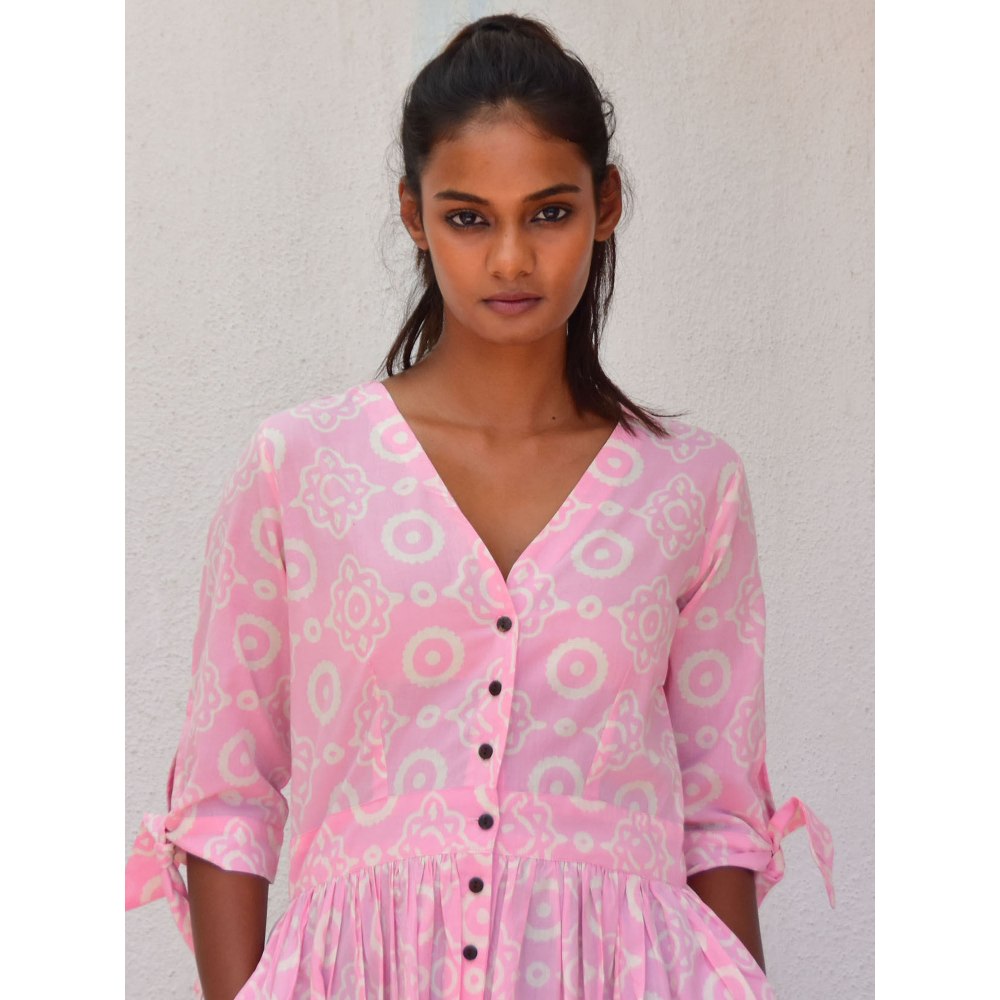 Chidiyaa Smell of Rain Gulpha Hand Block Printed Cotton Dress