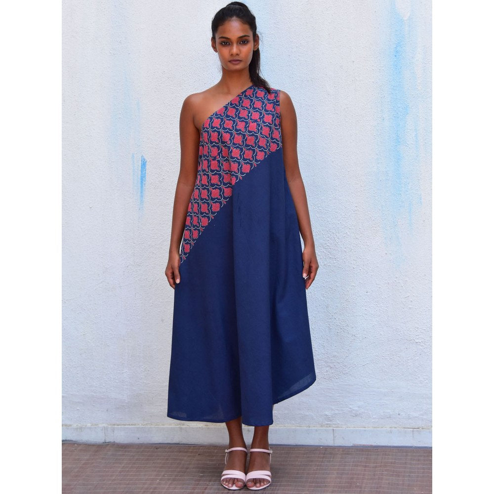 Chidiyaa Smell of Rain Mystic Sea Hand Block Printed Cotton Dress