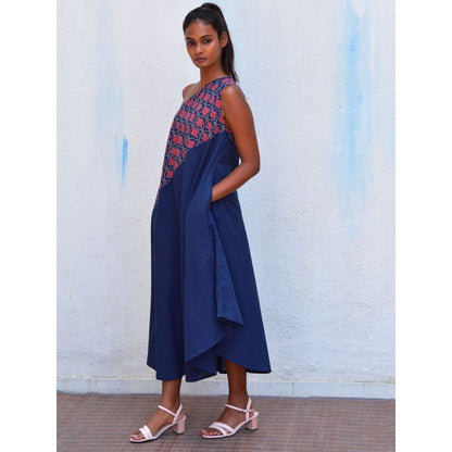 Chidiyaa Smell of Rain Mystic Sea Hand Block Printed Cotton Dress