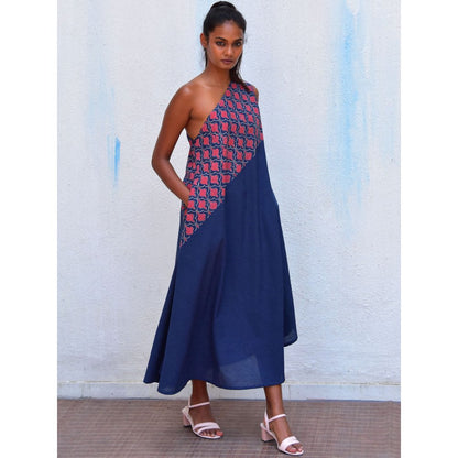 Chidiyaa Smell of Rain Mystic Sea Hand Block Printed Cotton Dress