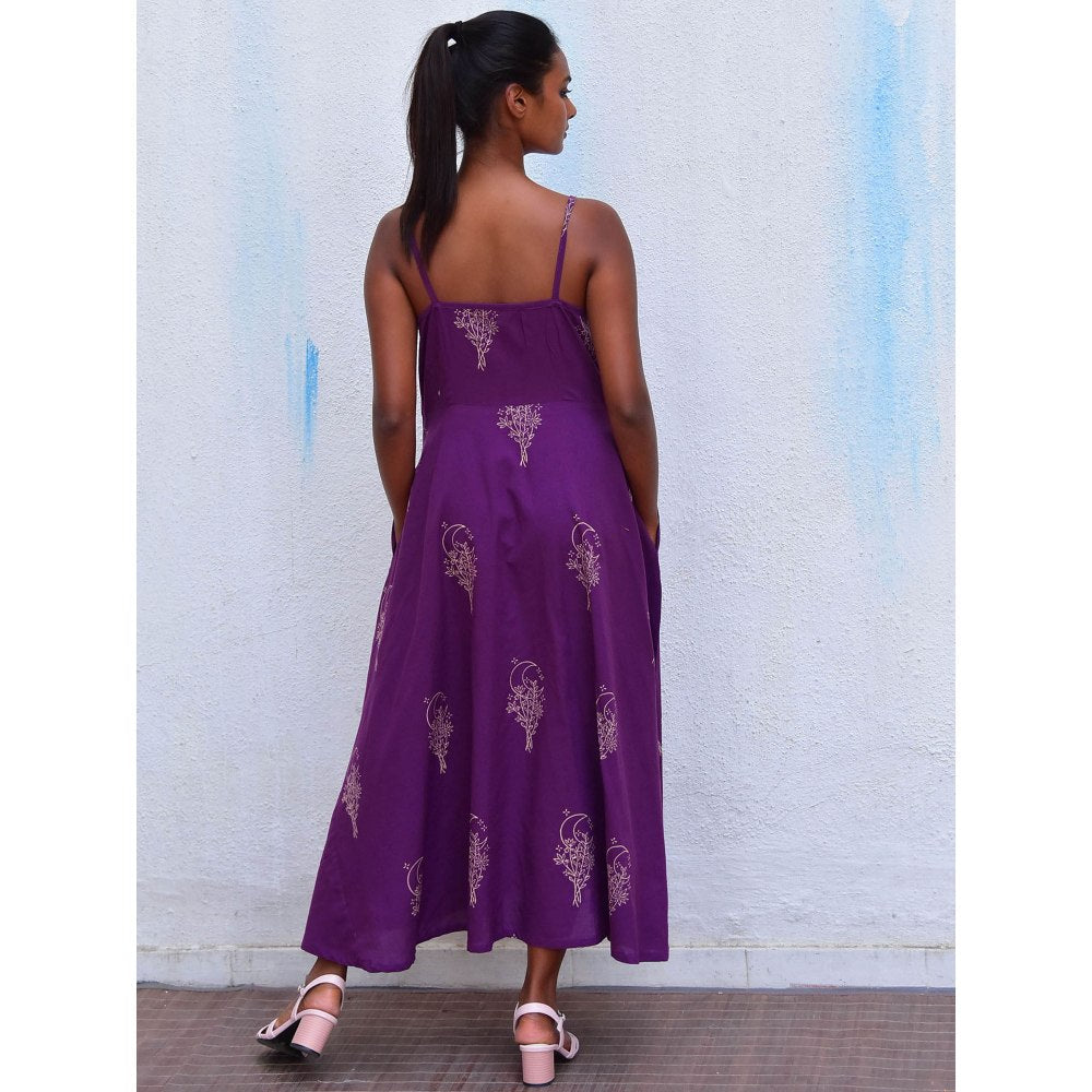 Chidiyaa Smell of Rain Guldasta Hand Block Printed Cotton Dress