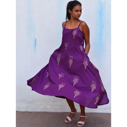 Chidiyaa Smell of Rain Guldasta Hand Block Printed Cotton Dress