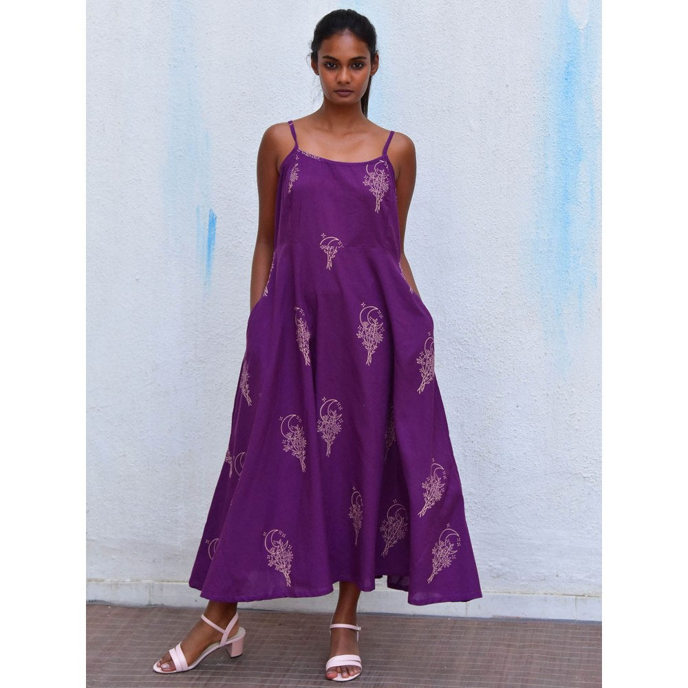 Chidiyaa Smell of Rain Guldasta Hand Block Printed Cotton Dress