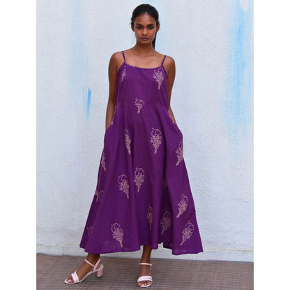 Chidiyaa Smell of Rain Guldasta Hand Block Printed Cotton Dress