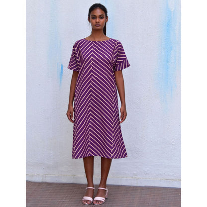 Chidiyaa Smell of Rain Mulberry Hand Block Printed Cotton Dress
