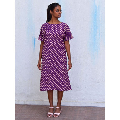 Chidiyaa Smell of Rain Mulberry Hand Block Printed Cotton Dress