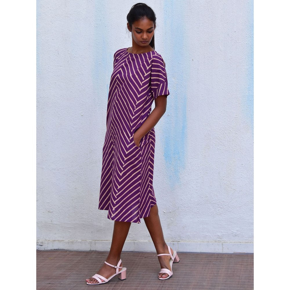 Chidiyaa Smell of Rain Mulberry Hand Block Printed Cotton Dress
