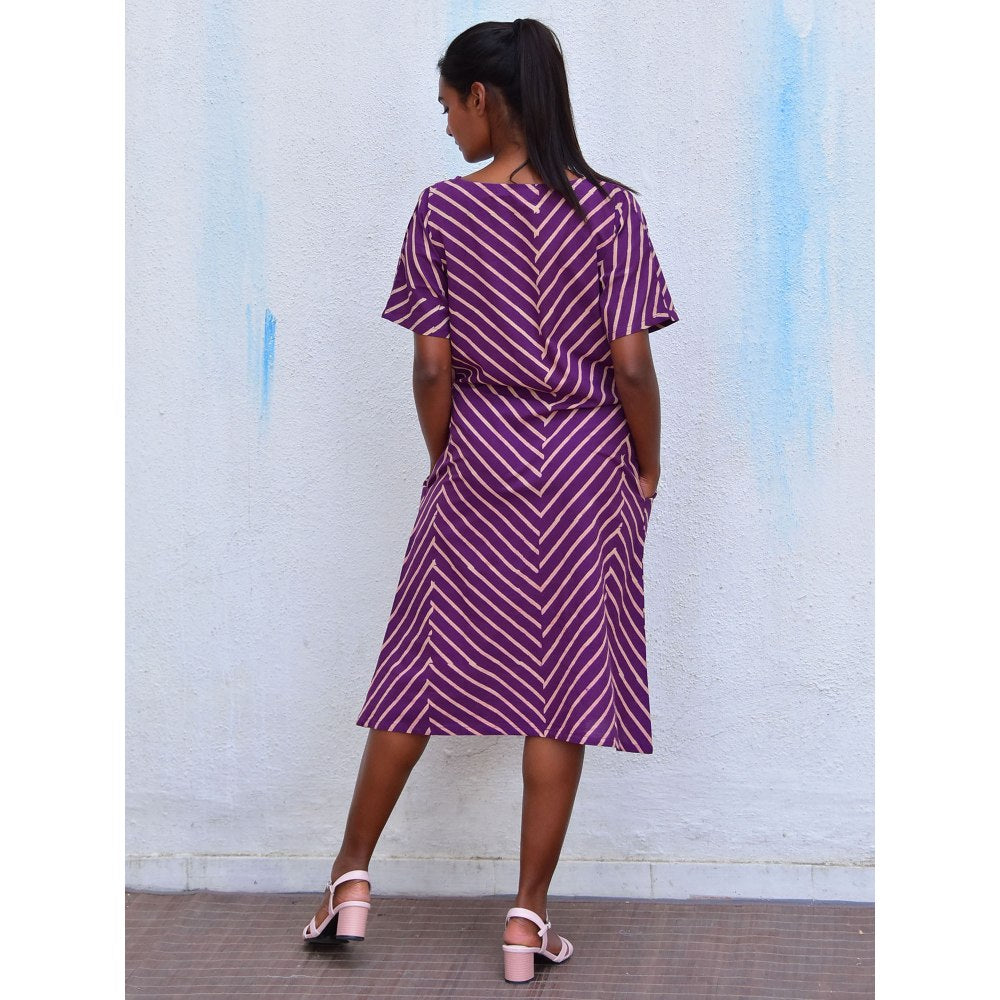 Chidiyaa Smell of Rain Mulberry Hand Block Printed Cotton Dress