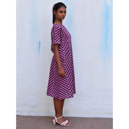 Chidiyaa Smell of Rain Mulberry Hand Block Printed Cotton Dress