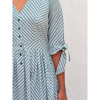 Chidiyaa Smell of Rain Tundra Hand Block Printed Cotton Dress