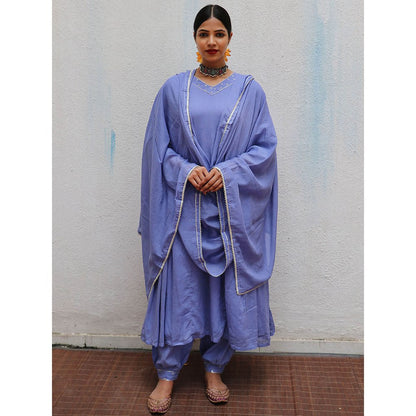Chidiyaa Jugnu Shine Blue Mulmul Cotton Kurta Pants with Dupatta (Set of 3)