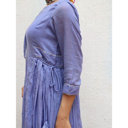 Chidiyaa Jugnu Shine Blue Mulmul Cotton Kurta Pants with Dupatta (Set of 3)