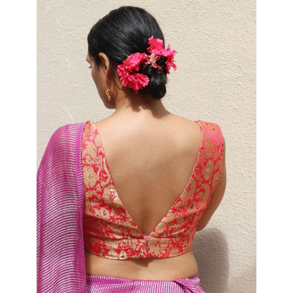 Chidiyaa Thread of Gold Fuchsia Pink Brocade Blouse