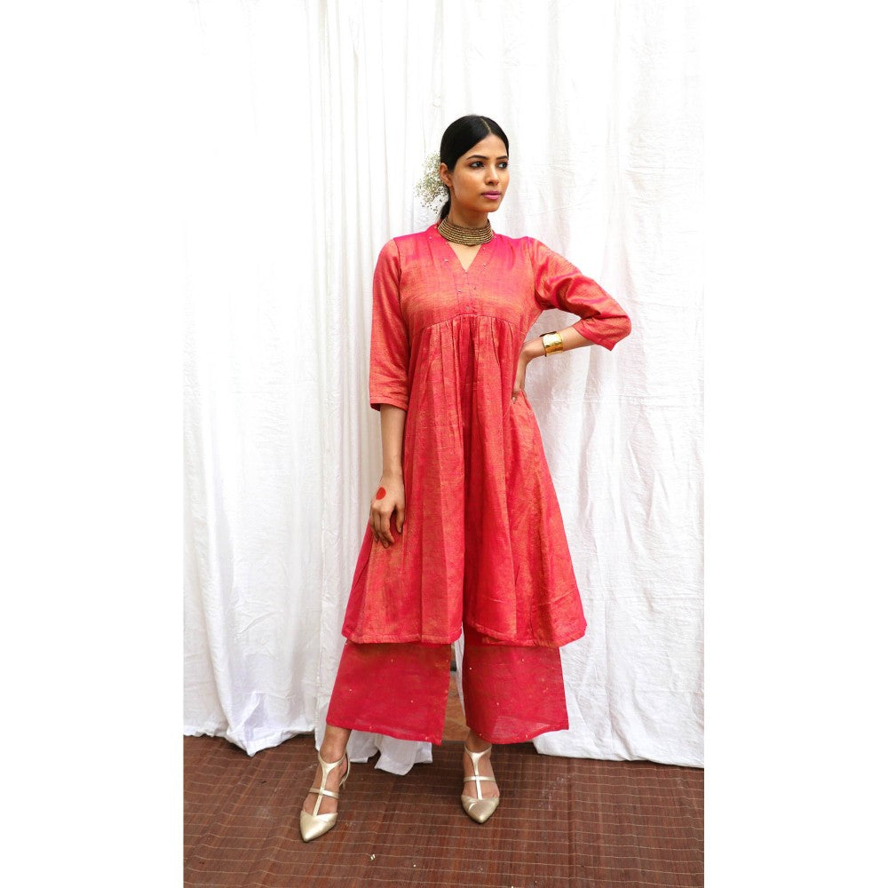 Chidiyaa Shyama Handwoven Cotton Zari Kurta & Palazzo (Set of 2)