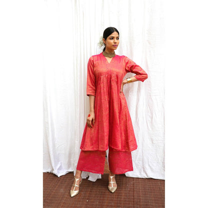 Chidiyaa Shyama Handwoven Cotton Zari Kurta & Palazzo (Set of 2)