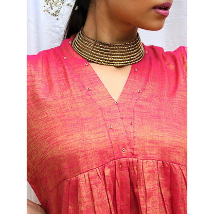 Chidiyaa Shyama Handwoven Cotton Zari Kurta & Palazzo (Set of 2)