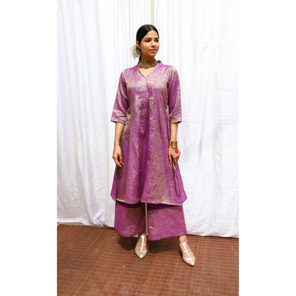 Chidiyaa Amethyst Handwoven Cotton Zari Kurta & Palazzo (Set of 2)