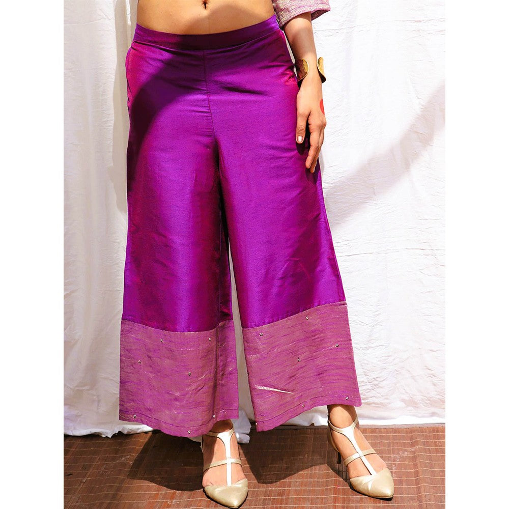 Chidiyaa Amethyst Handwoven Cotton Zari Kurta & Palazzo (Set of 2)