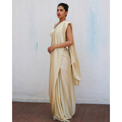 Chidiyaa Cream Zarna Modal Silk Saree