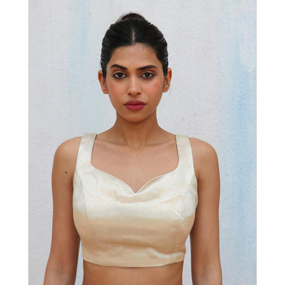 Chidiyaa Cream Tarni Mashru Silk Stitched Blouse