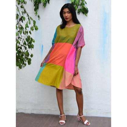 Chidiyaa Rainbow Cafe Tropical Tides Free Size Handwoven Cotton Dress