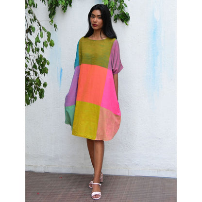 Chidiyaa Rainbow Cafe Tropical Tides Free Size Handwoven Cotton Dress