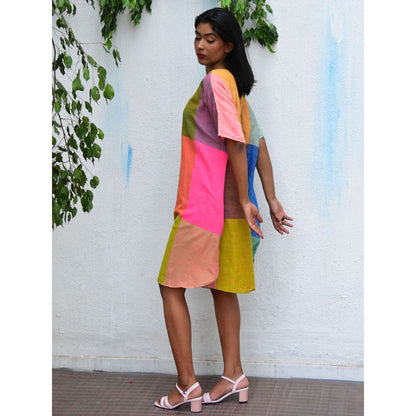 Chidiyaa Rainbow Cafe Tropical Tides Free Size Handwoven Cotton Dress