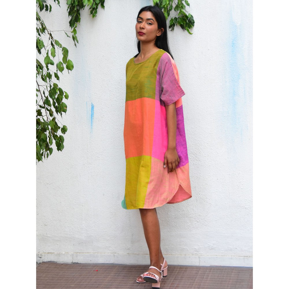 Chidiyaa Rainbow Cafe Tropical Tides Free Size Handwoven Cotton Dress