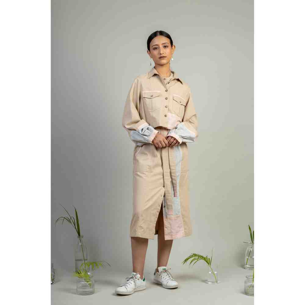 Doodlage Beige Puff Sleeve Crop Jacket
